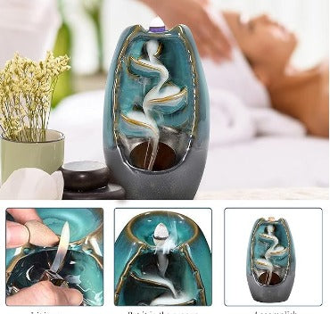 Quemador de Incienso de Reflujo con aromas y alfombrilla